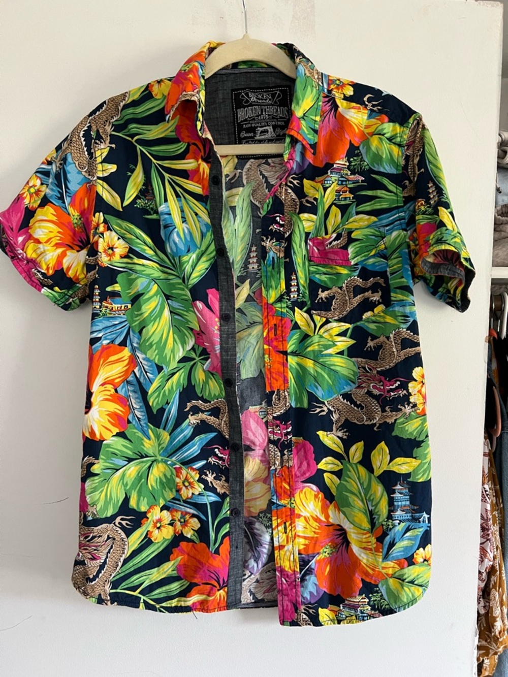 Broken Threds Men’s Floral Short-Sleeve Shirt - Navy Multicolor